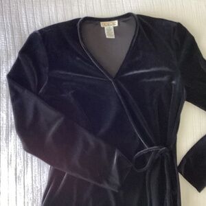 Vintage Talbots Velvet True Wrap Dress V Neck side tie Sz 8 Classic Party